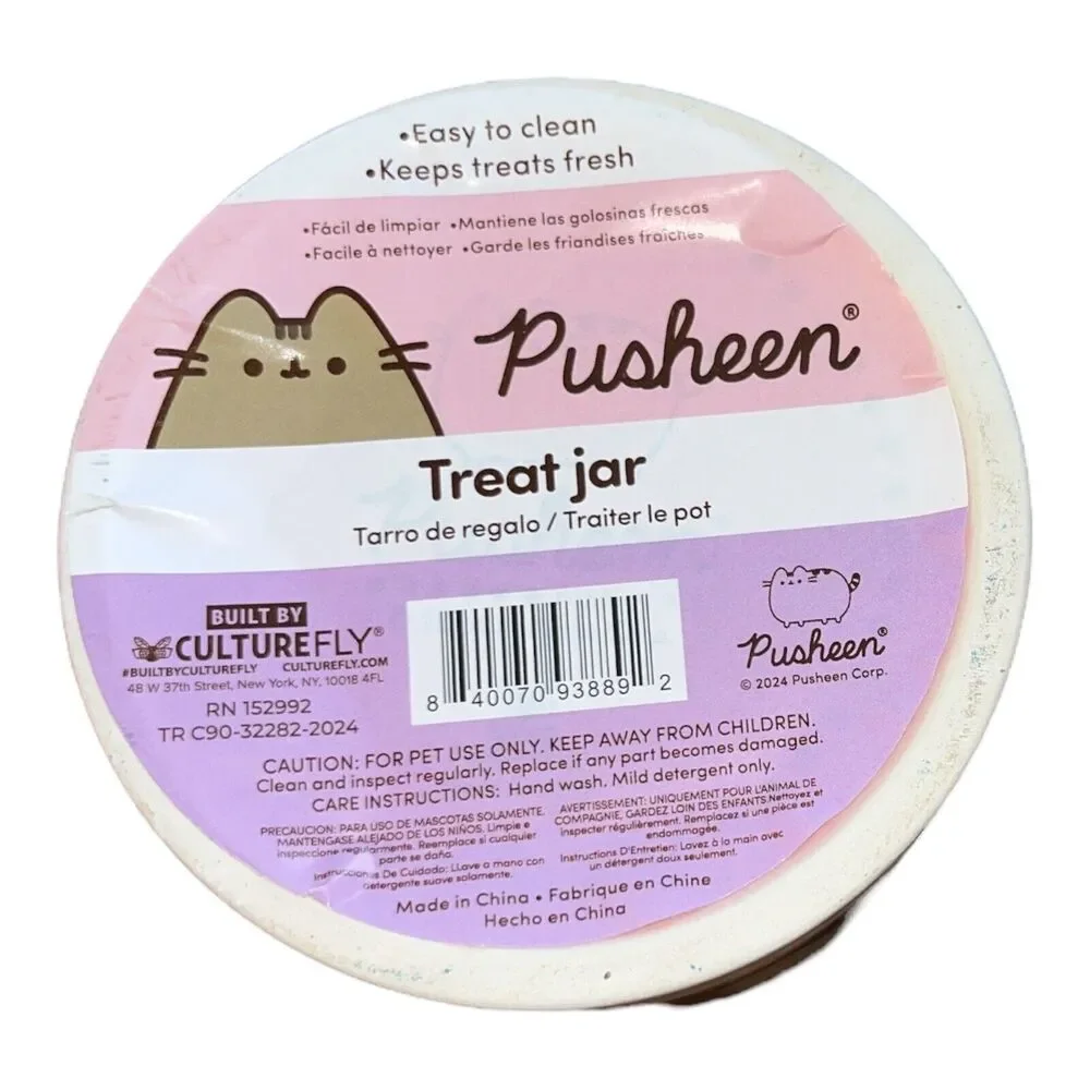 Pusheen Ceramic Eat Dessert First Cookie Jar NWT Pink 24 Oz